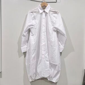 New Karen Zambos Lagenlook Oversized White Shirt Dress 100% Cotton Made In USA L